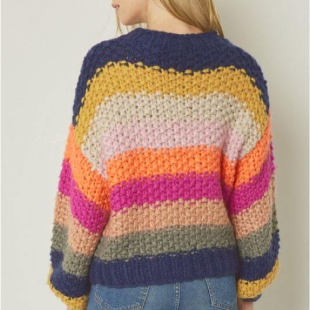 Entra Cheerful Color Block Chunky knit Women’s Sweater‎ Size L NWT - Picture 4 of 14